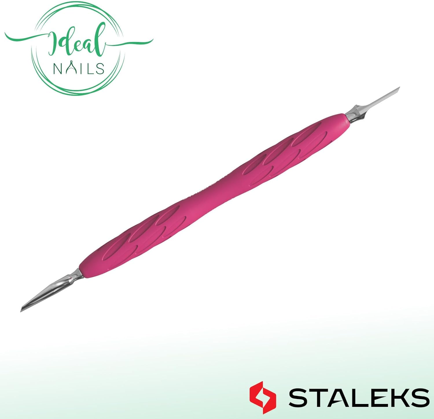 STALEKS UNIQ PQ-10/5 Double Instrument for Manicure with Silicone Handle (Narrow round Pusher + Straight Scraper) image number 2