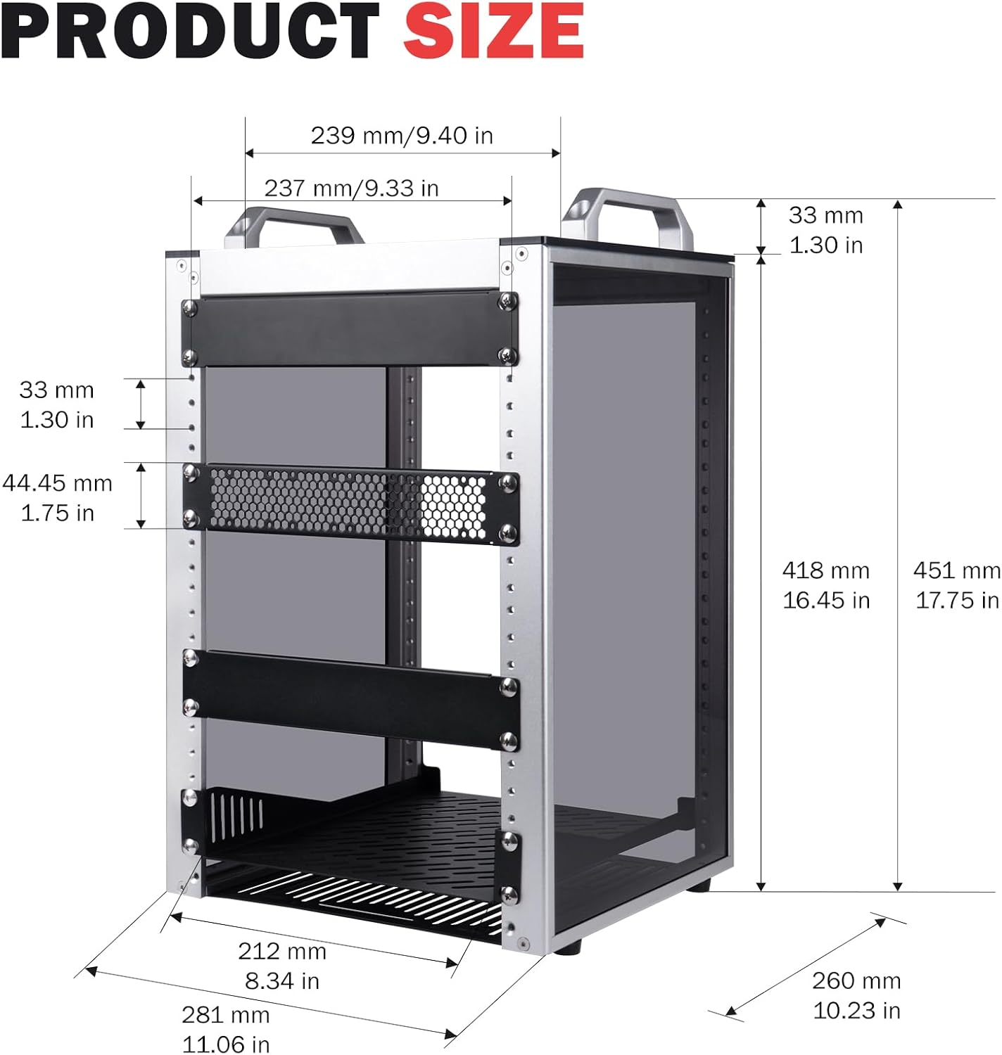 Geeekpi 8U Server Rack Cabinet, Deskpi Rackmate T1 Plus,10 Inch Network Rack for Servers, Network, A/V Equipment, 10.23Inch/260Mm Depth (Silver) image number 4