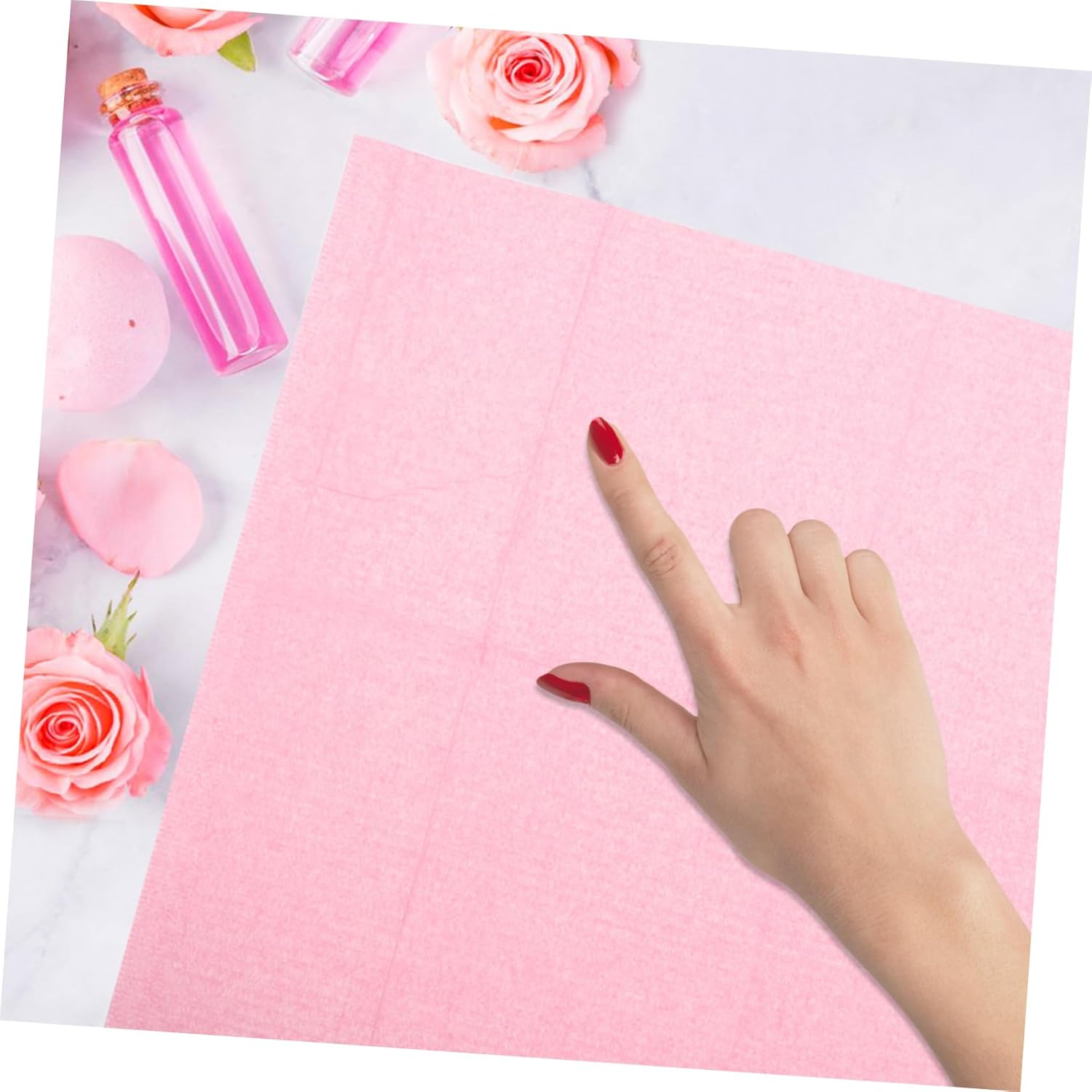LOLIPPYY Disposable Nail Table Mats 125Pcs Waterproof Nail Desk Sheets for Manicure Beauty Hand Rest Cushions for Salon Use Pink Non-Woven Fabric image number 1