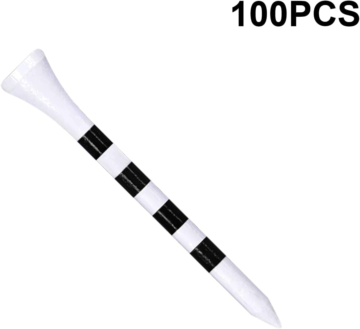 Zivisk Wooden Golf Tees 2-3/4 Inch or 3-1/4 Inch Pack of 100,Reduce Friction & Side Spin,More Durable & Stable Golf Wood Tees(White & Color-Stripe) image number 5