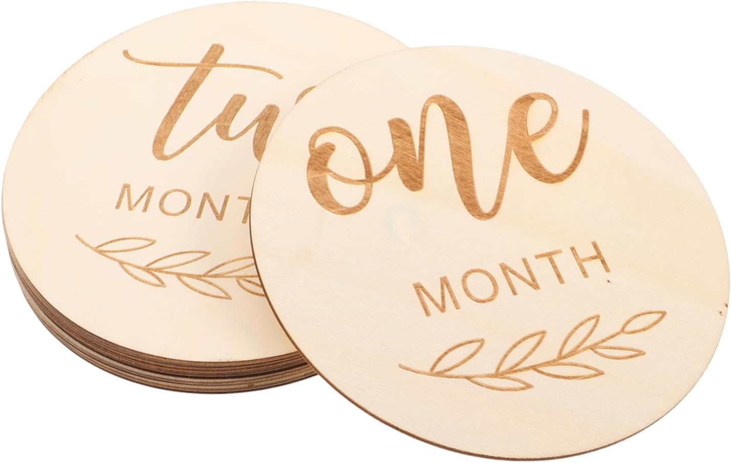 Toddmomy 12Pcs Monthly Milestone Wood Cards Photo Props Newborn Photography Keepsakes Wood Sign Birth Announcement image number 1