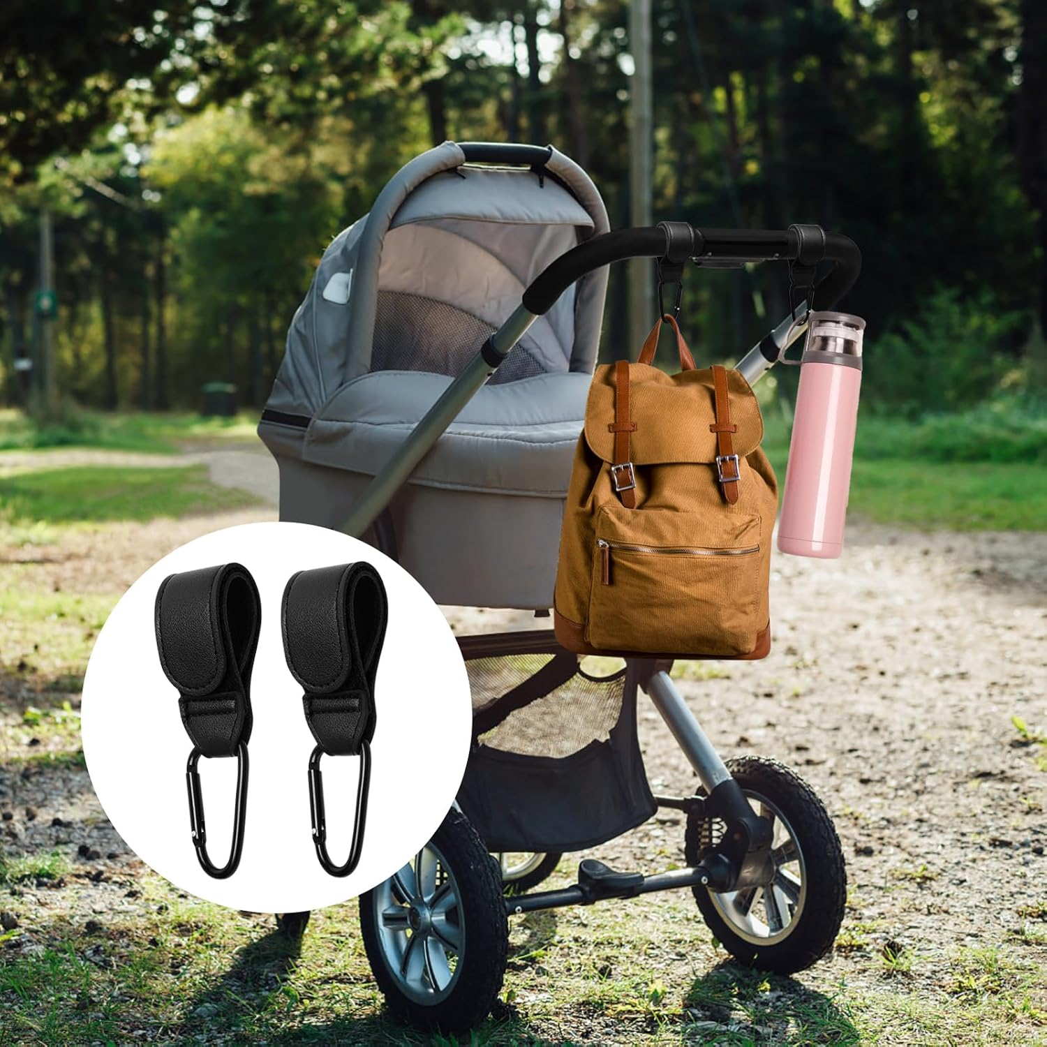 4 Pcs Pram Clips for Buggy, Buggy Clips, Adjustable Pram Hooks for Bags, Pram Bag Clips Pram Carabiner Clip for Mommy Diaper Bag, Pushchair, Shopping Grocery, Pushchair, Backpack image number 1