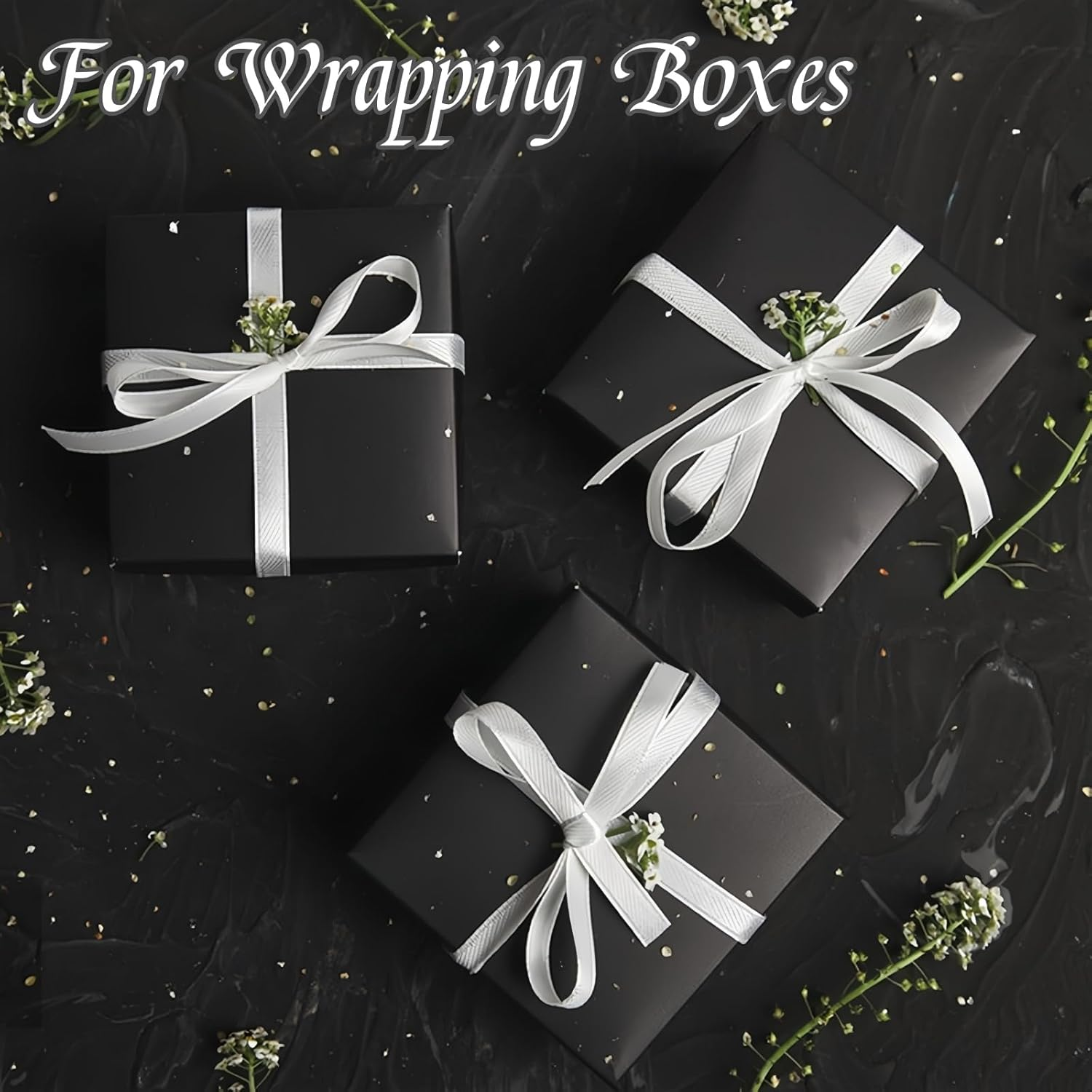 ZCOINS Black Paper Rolls 1.25 X 32.8Ft/ 38Cm X 10M Recycled Paper for Wrapping, Packing, Drawing, Moving, Gift Wrapping, DIY Arts Crafts Supplies, Table Liners image number 3