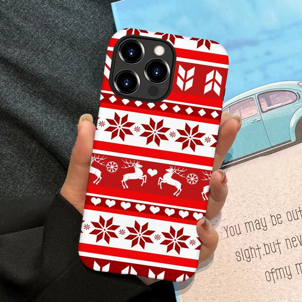 DAIZAG Compatible with for Iphone 16 Pro Max,Christmas Deer Heart Snow Phone Case Durable Shock Protection Cover for Girl Women Case for Iphone 16 Pro Max image number 3