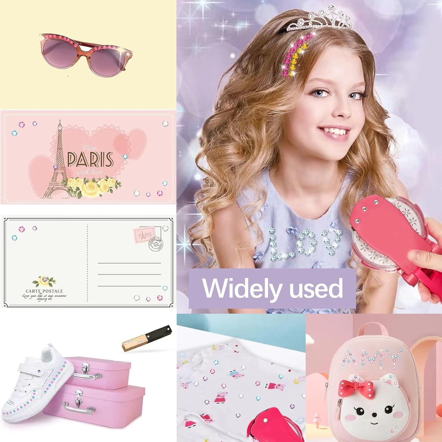 Hair Bedazzler Kit, 180 Pieces Glitter Stones and 1 Piece Diamond Hair Machine, Hair Gemstone Styler, Hair Glitter Machine, for Brightening Hair, Clothes, Accessories image number 6