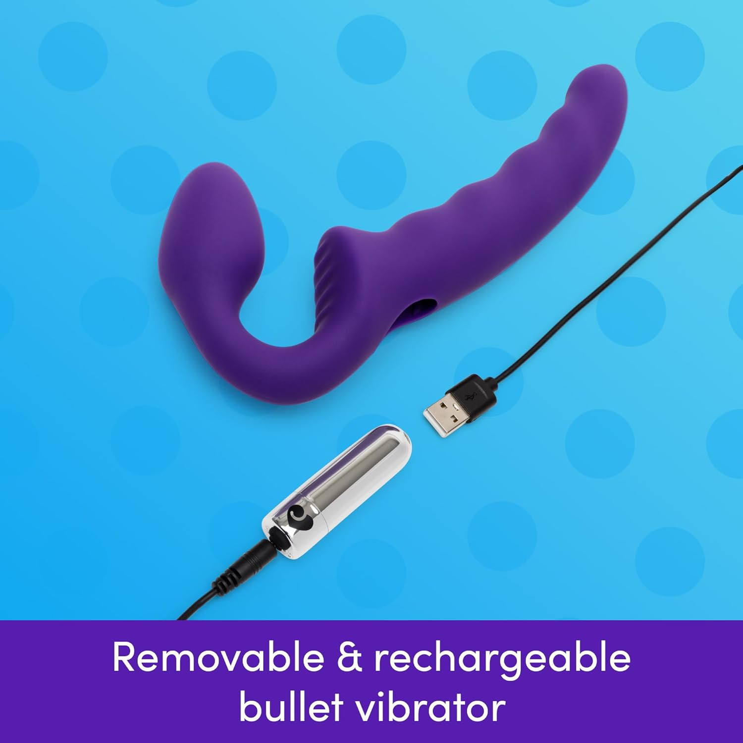 Lovehoney Posable Strapless Strap on Dildo for Women | 6 Inch Silicone Rippled Double Ended Dildo Vibrator for Couples | Rechargeable Bullet Vibrator with 10 Modes | Textured Clit Stimulator Sex Toy image number 4