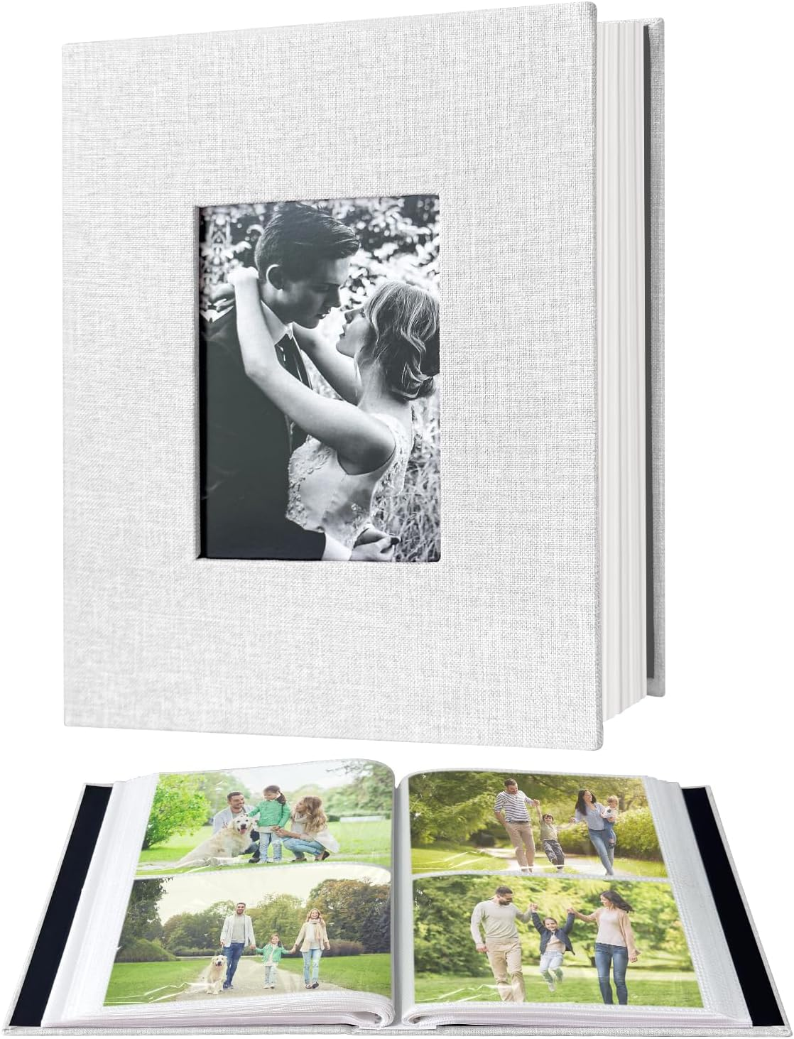 200-Pocket Photo Album 4X6 - Slip-In Picture Album with Linen Cover & Display Window, Vertical Photo Book for Wedding, Family, Baby, Anniversary & Vacation Memories (Holds 200 Photos) image number 6