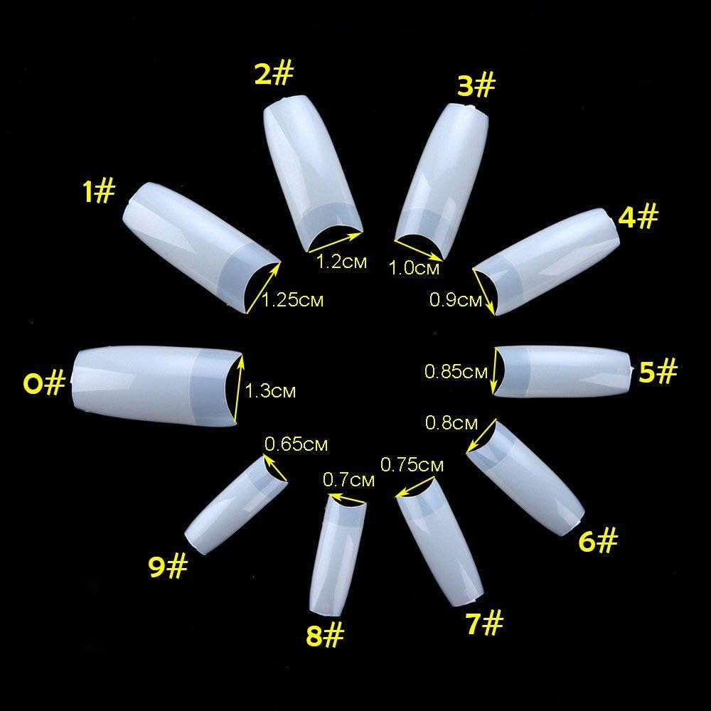 Yiouou Natural False Nails Fake Nails Artificial Nail Tips,500 Pcs Oval French Acrylic Style Fake Nails Tips with Box and Acrylic Nail Clipper for Women Girls Nail Art Salons and Home DIY,10 Sizes image number 4