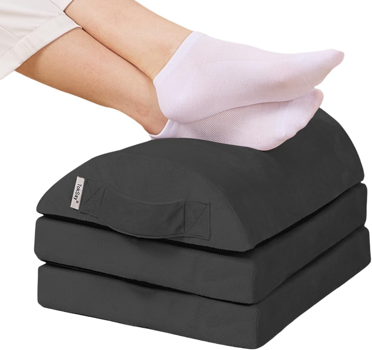 Large Size Foot Rest for under Desk with 3 Adjust Heights- Memory Foam Foot Stool - Back, Lumbar, and Knee Pain Relief - Perfect for Office, Home, Working and Gaming Use (Black)