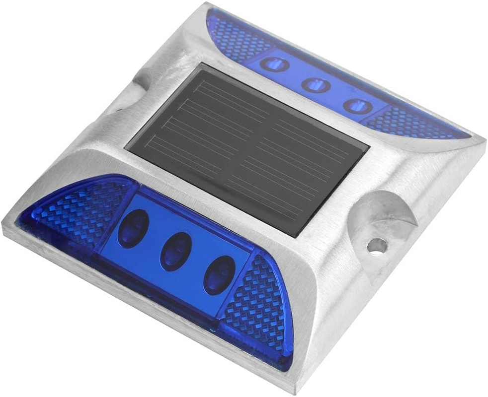 Solar Power Ground Marker Lights, LED Solar Driveway Deck Light, Waterproof 1000M/3280.8Ft Viewing Outdoor Driveway Road Stud Lamp, Cast Aluminium Road Highway Spike Lamp (Blue) image number 2