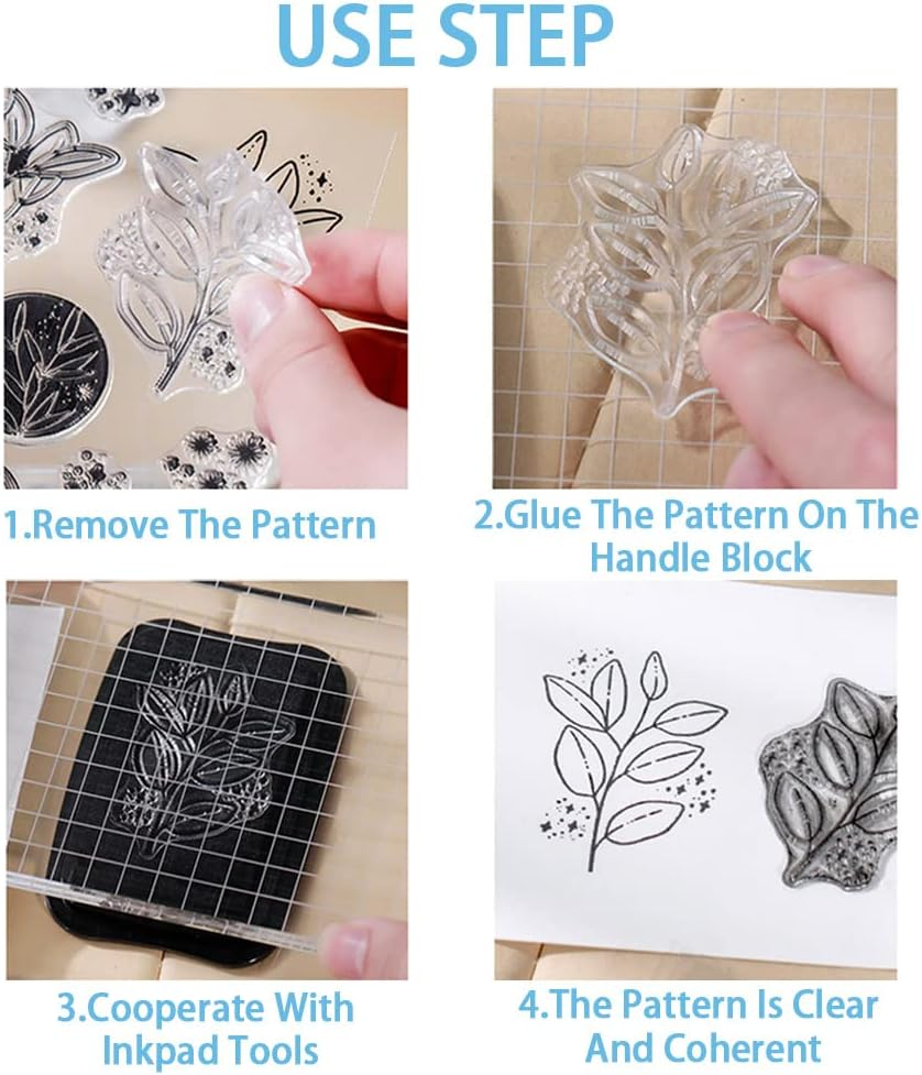 4 Themes 34Pcs Clear Stamps, Retro Rubber Clear Stamp, Transparent Silicone Clear Stamps Seal for DIY Scrapbooking Card Making Decoration, Style A image number 4