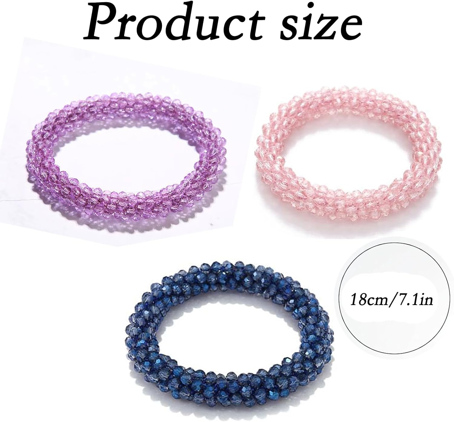 WERIGONI Pack of 3 Glitter Stones Hair Accessories for Women Elastic Headband Crystal Bracelet Gifts for Women