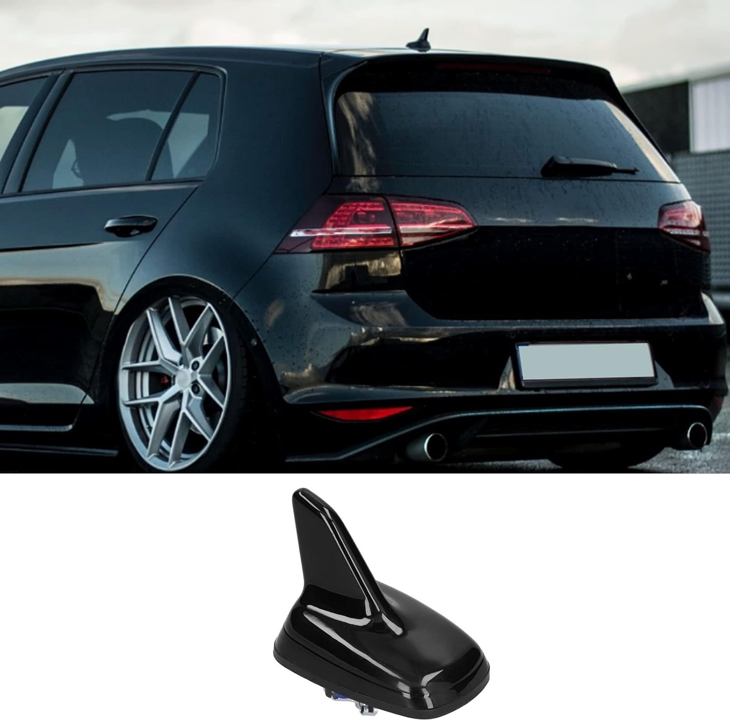 Shark Fin Antenna, Glossy Black Roof Topper 5Q0035507B5FQ Compatible with Skoda Karoq Kodiaq Octavia Superb NP, Car Roof Antenna Replacement, Vehicle Radio Signal Accessory image number 4