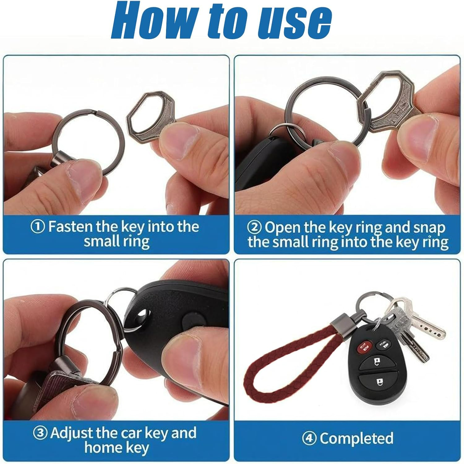 MYTOAU 8 PCS Braided Leather Key Chain,8 Colors Woven Key Ring, Handmade Weave Rope Keychain Car Motorcycle Simple Key Chaincar Door Key Chains for Ladies Men Kids