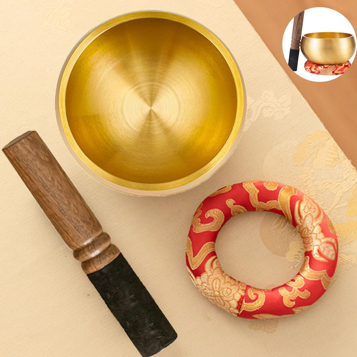 Tibetan Singing Bowls Set, Meditation Sound Bowl, Handcrafted, Golden Red Copper, 3.15 Inch, Set of 3, Perfect for Yoga, Meditation, Mindfulness, Chakra Balancing image number 4