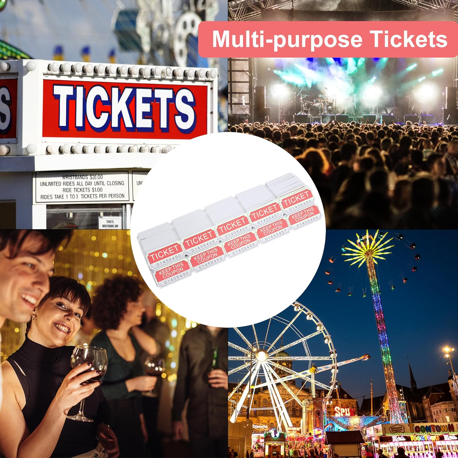 L LIKED 500 Red Double Raffle Tickets 50/50 Tickets for a Raffle or Drawing image number 6