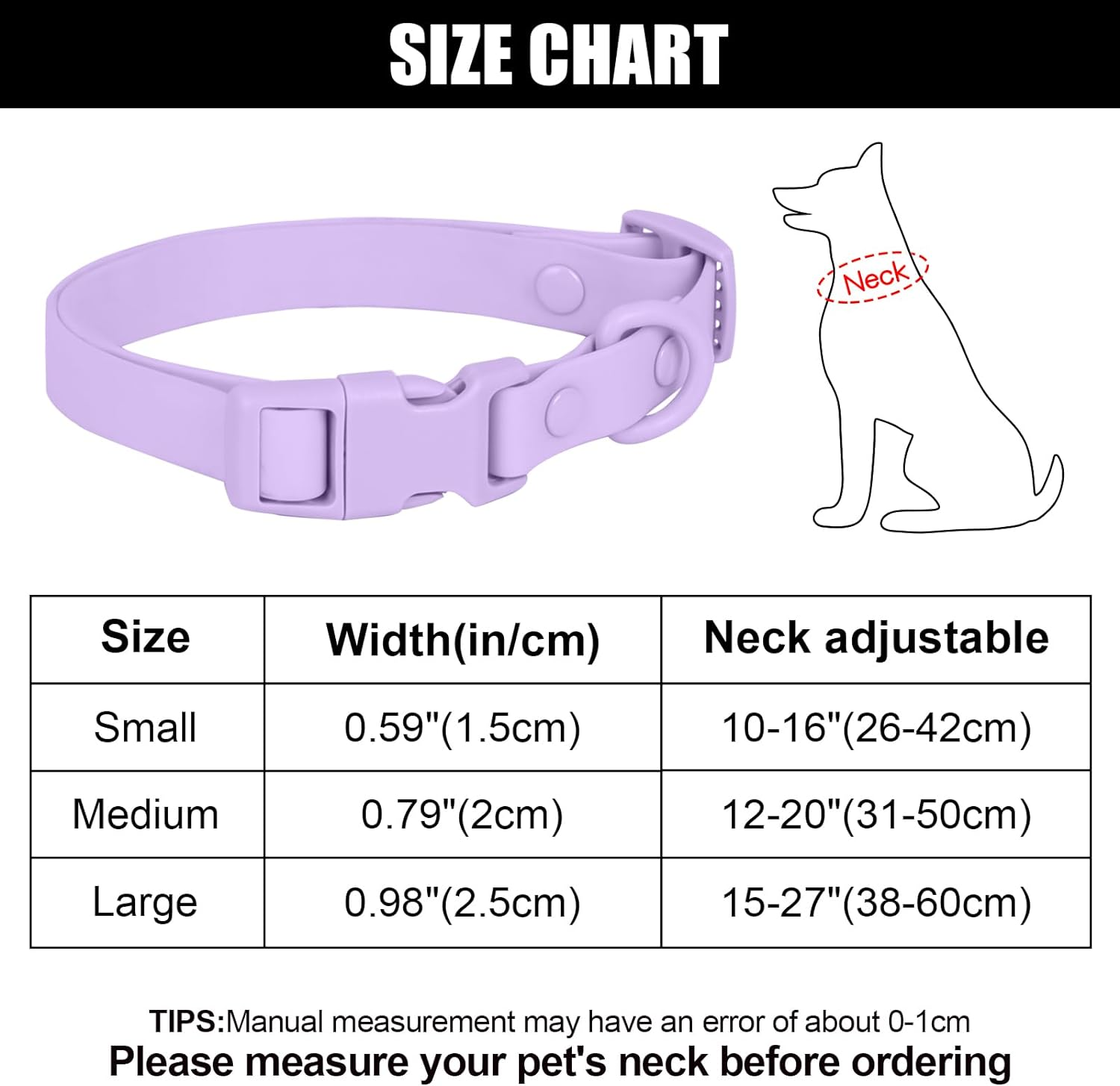 Waterproof Dog Collar Soft Rubber Dog Collar with Safety Buckle Adjustable Pet Collars for Small Medium Large Dogs image number 3