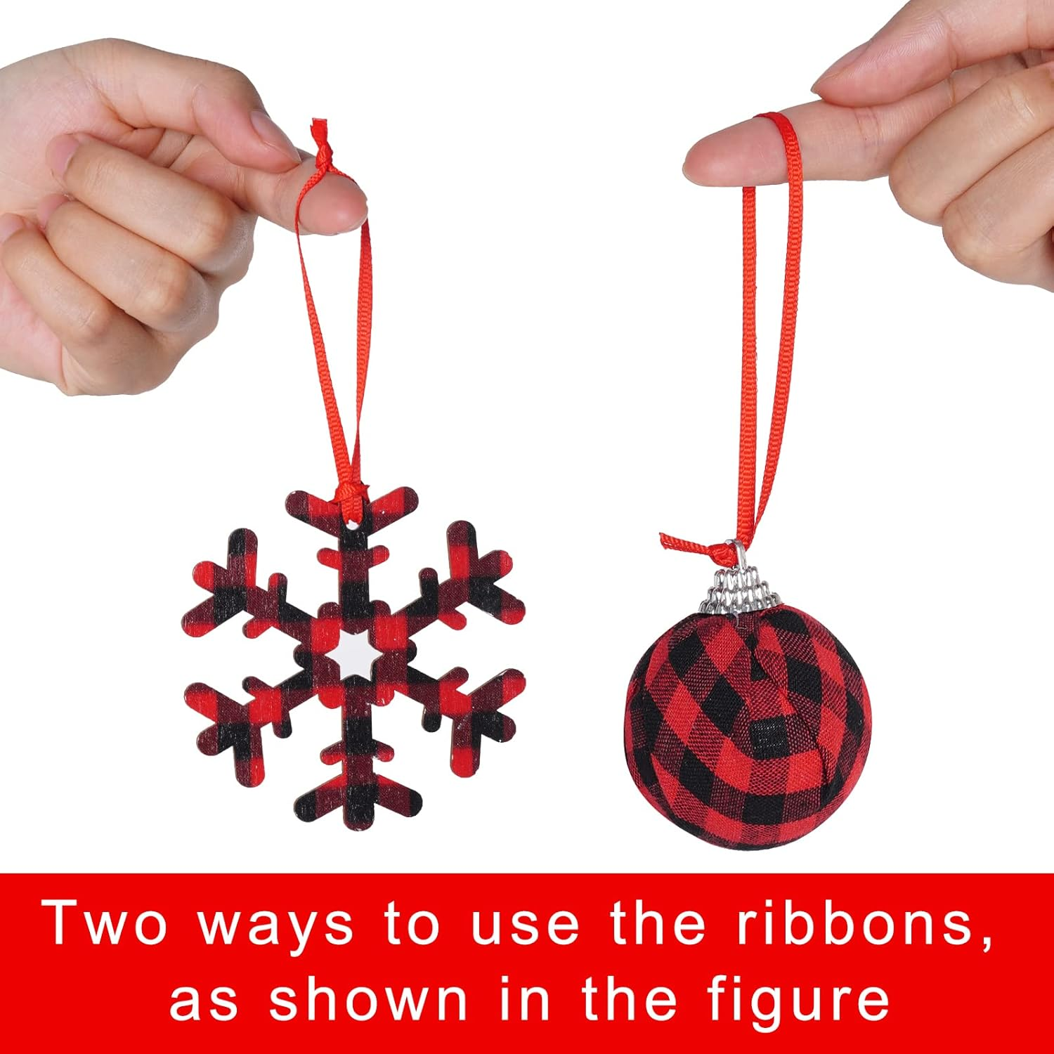 100 Pcs Red Christmas Ornament Ribbon, Polyester Fiber, 11X0.12 Inches, 100 Count, Christmas Hanging Ornaments image number 6