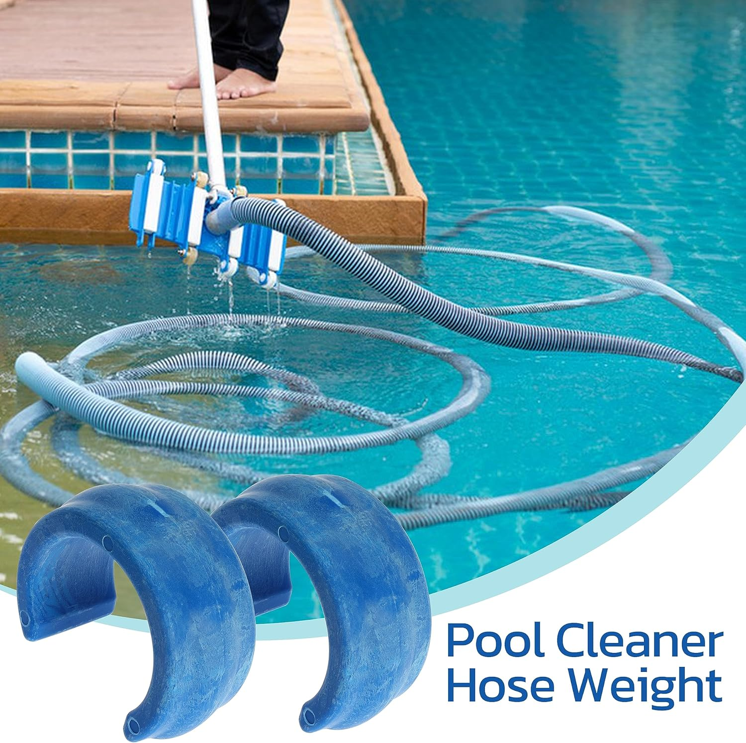 Nayciiy Universal Pool Hose Weight (Blue) (2 Pack) - Suitable for Most Pool Cleaners, 4Cm Hose Diameter, Plastic or Rubber Material image number 3