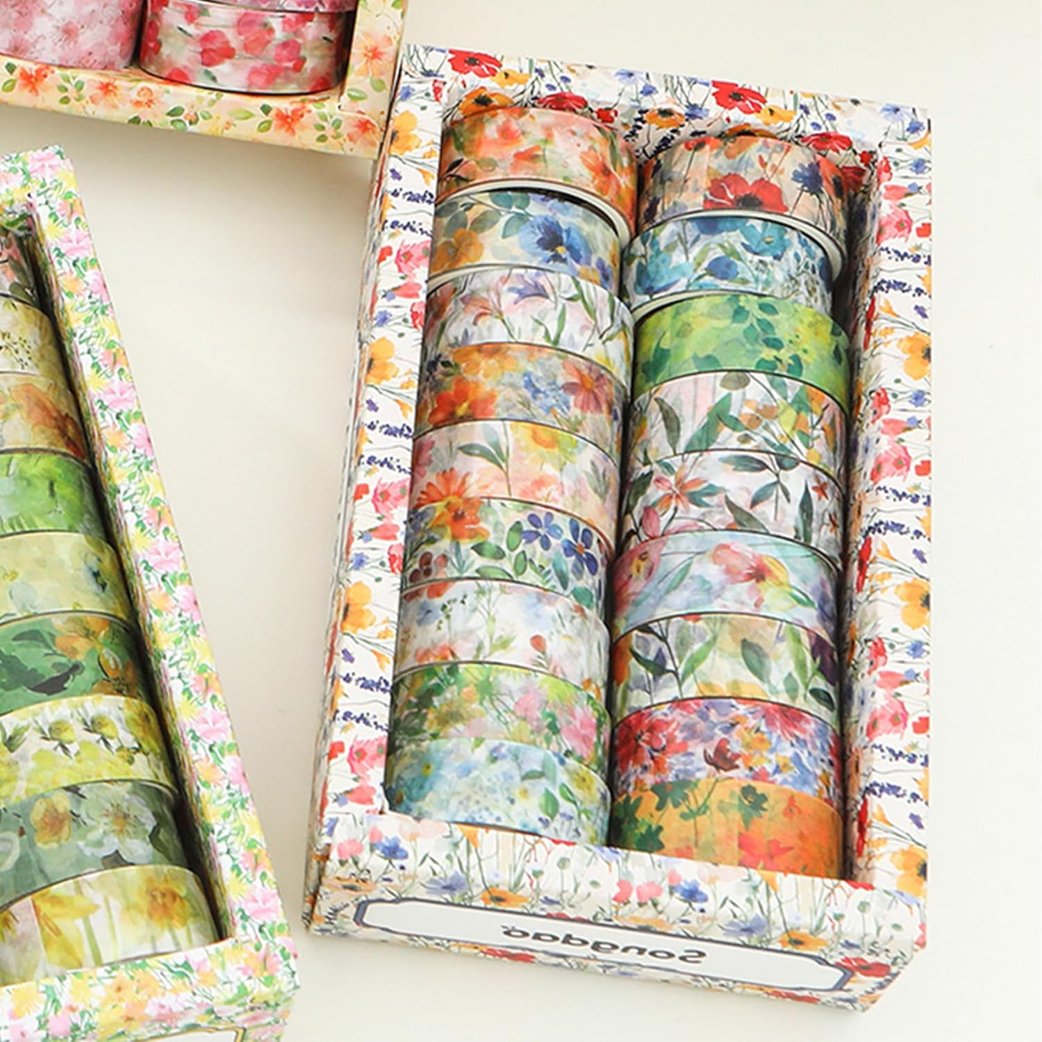 Songdao 18 Rolls Blossom Washi Tape Set Floral Arts Adhesive Tapes Flowers Garden Decorative Masking Tape Sets for Craft, Kids, Scrapbook, DIY, Gift Wrapping (Pastel Charm) image number 2