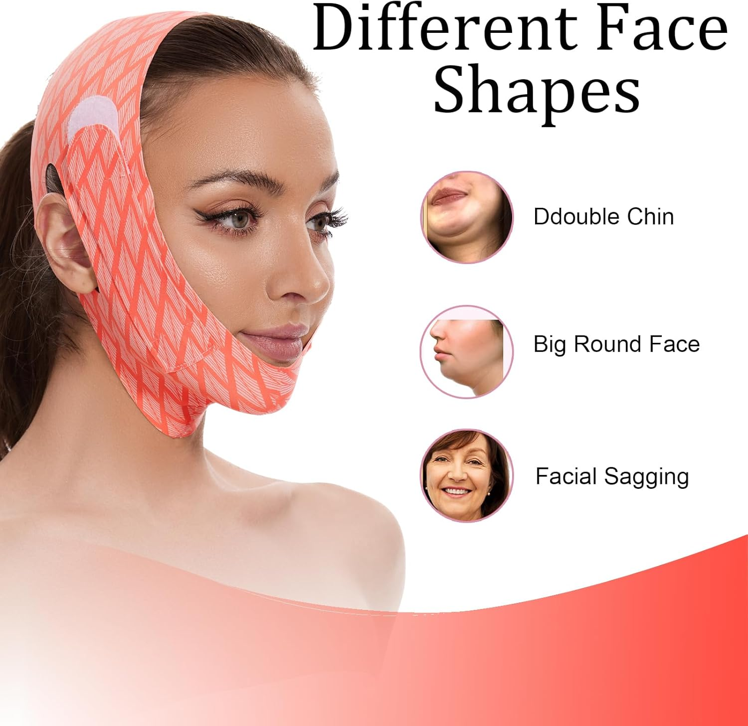 Reusable Double Chin Reducer Strap V Line Lifting Mask Sleeping Jawline, Comfortable Face Slimming Strap for Women, Breathable Face Lifting Tape Facial Slimmer Shape for Tightening Skin, Jaw Exerciser image number 5