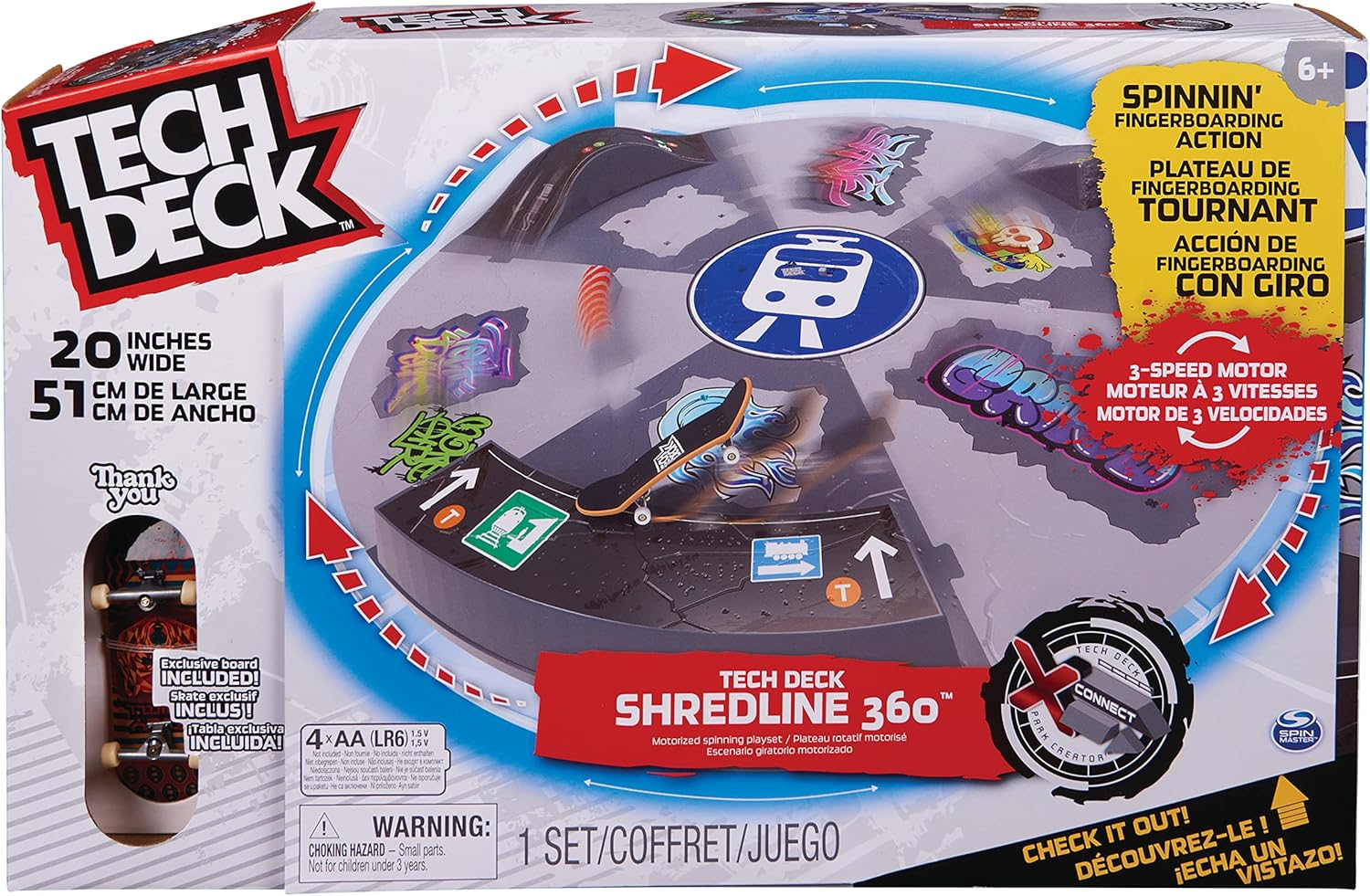 TECH DECK, Shredline 360 Motorized Skate Park, X-Connect Creator, Customizable and Buildable Turntable Ramp Set with Exclusive Fingerboard, Kids Toy for Boys and Girls Ages 6 and Up image number 3