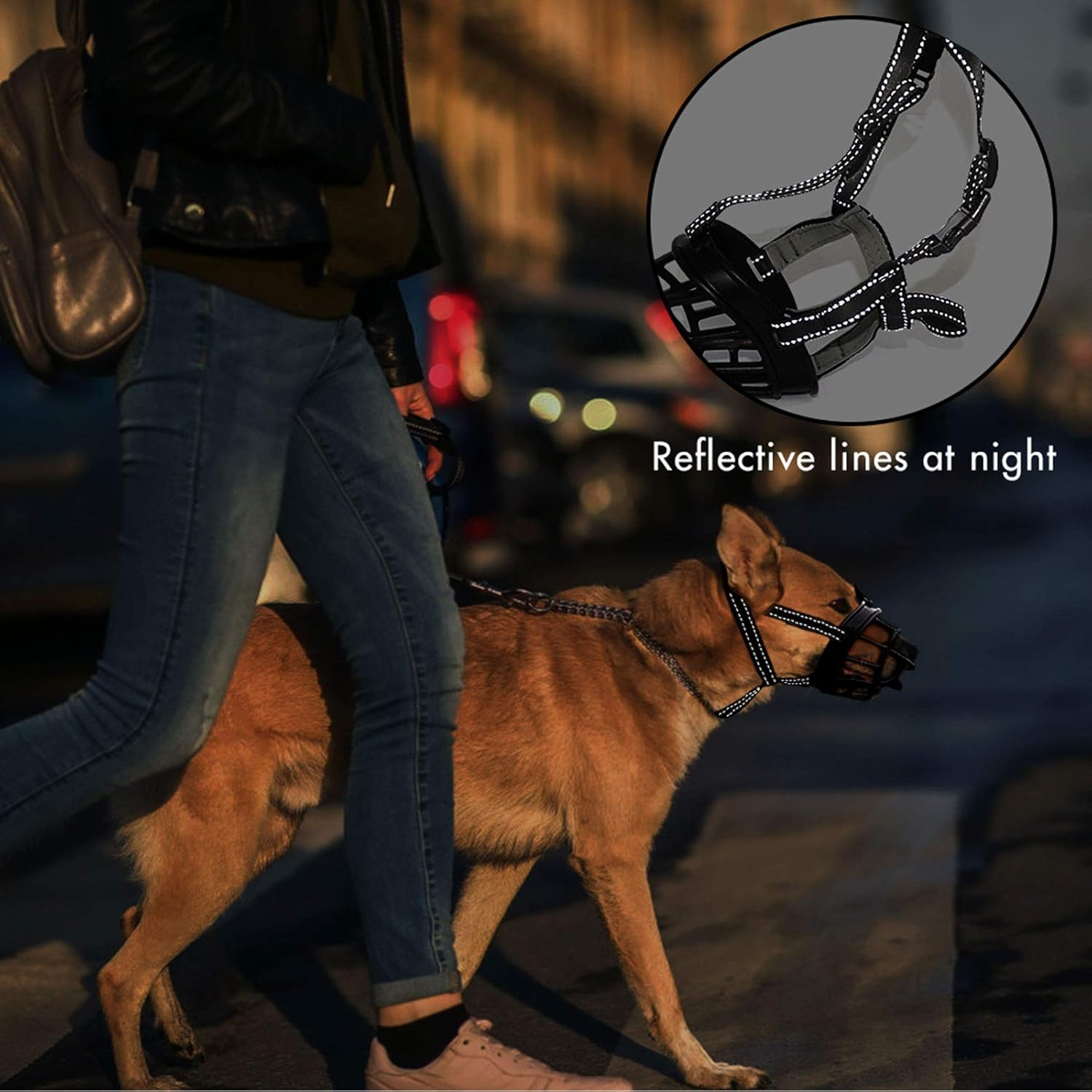 Dog Muzzle-Soft Basket Muzzle for Dogs Adjustable and Comfortable Secure Fit,Best to Prevent Biting,Chewing and Barking Head Snout 18.5-24'' image number 3