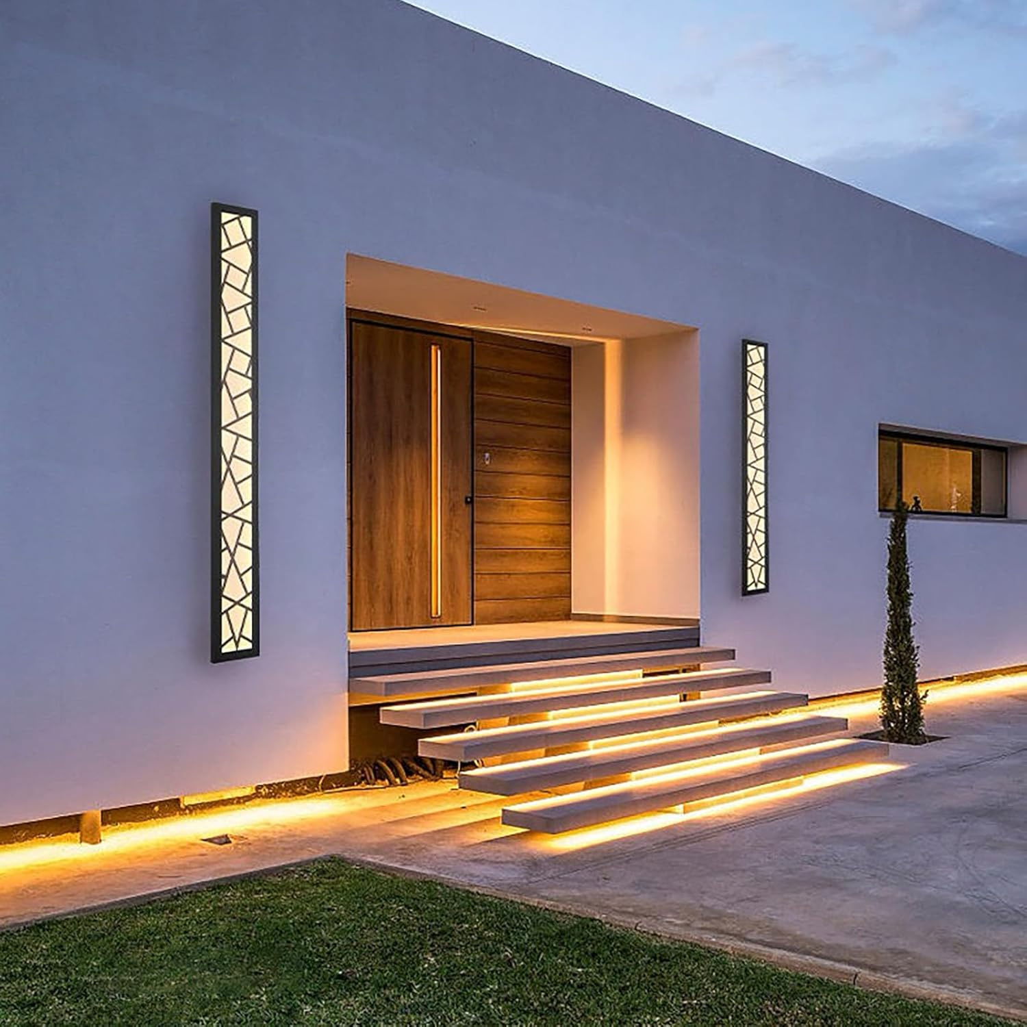 LED Outdoor Garden Wall Lights Exterior Long Indoor Wall Lamp Modern Black Wall Sconce IP65 Waterproof Wall Lighting outside Acrylic Light Porch Terrace Garage (100CM 58W,Warm Light) image number 5