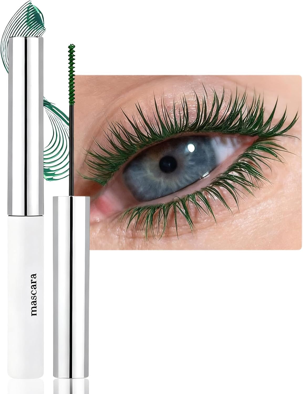 Ultra Fine Mascara - Waterproof & Smudge-Proof 5D Waterproof Mascara for Long and Voluminous Eyelashes, Non-Clumping, Silk Fibre Mascara with Fine Precision Brush and Smooth Texture (Green, 5 Ml) image number 1