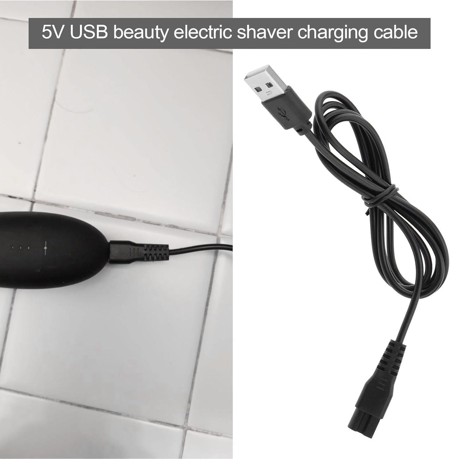 2Pcs Black Grooming Electric Shaver Charger Adapter Cable Replacement 1M 5V USB AC Power Adapter Compatible with Meridian Shave image number 4