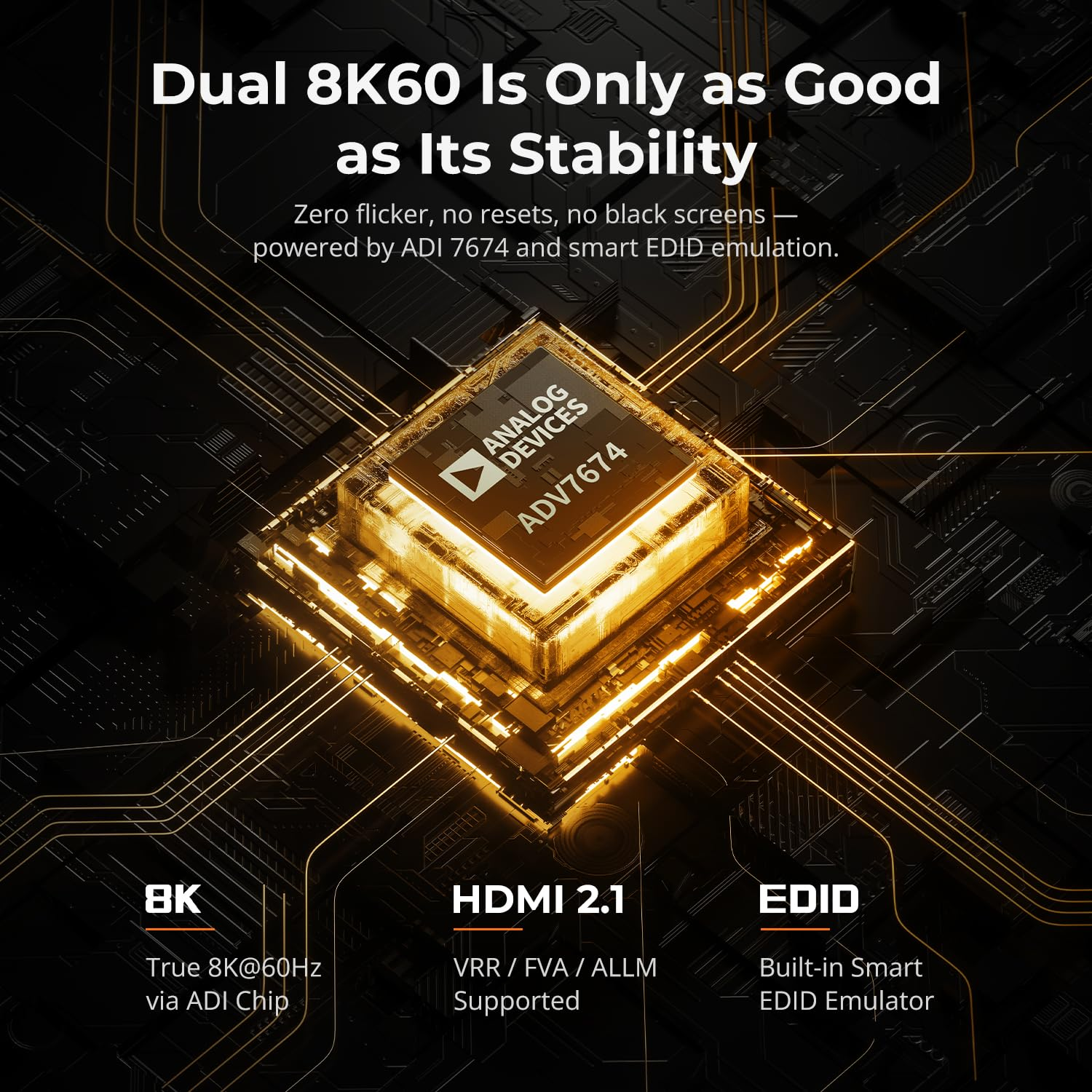 Tesmart Displayport HDMI KVM Switch Dual Monitor 4K@144Hz, HDMI 2.1 & DP 1.4 KVM Switch 2 Monitors 2 Computers 8K@60Hz for Gaming, Support EDID | USB 3.0 | Gigabit Network | VRR, Input Cables Included image number 5