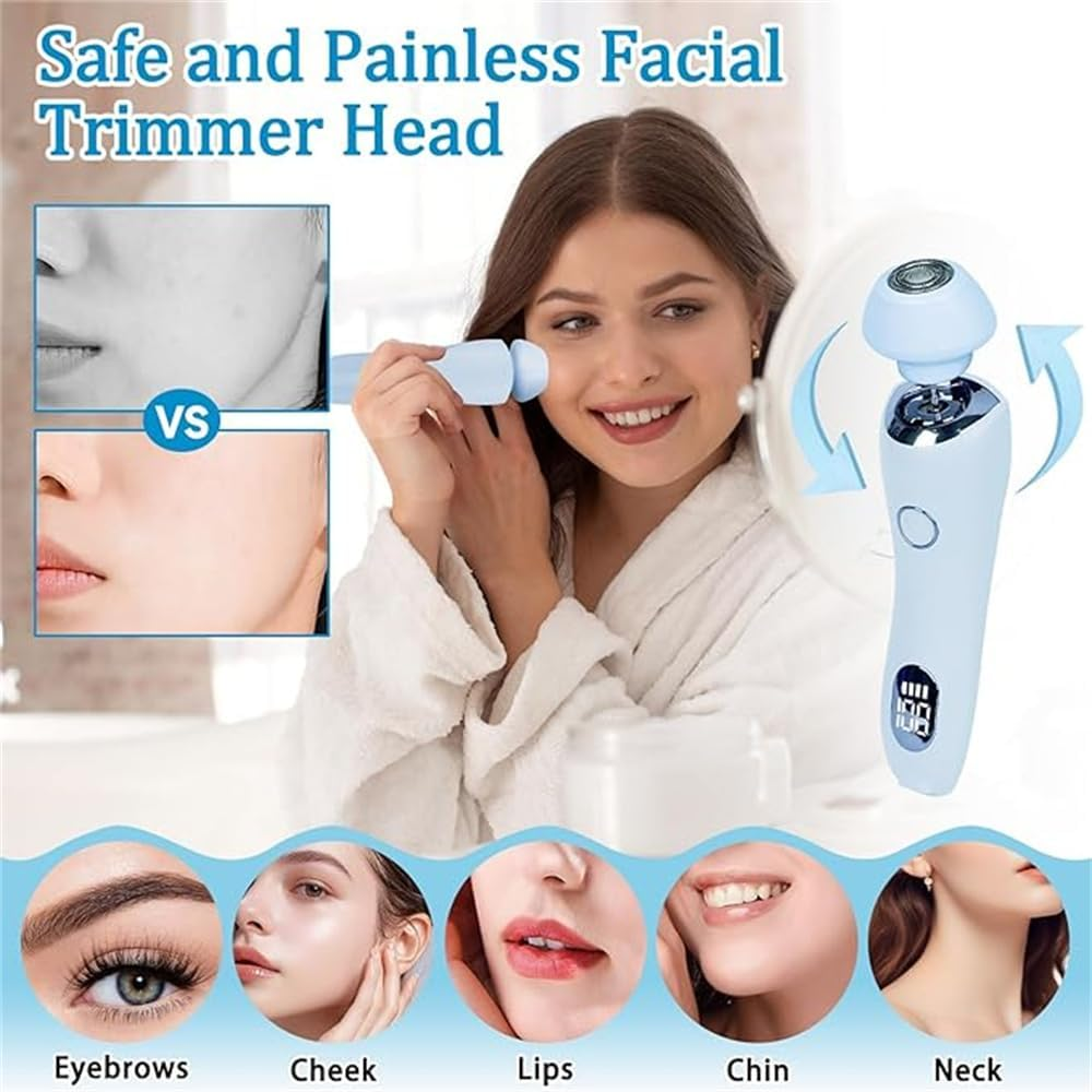 Electric Shaver for Women Bikini Trimmer Wet Dry Use 2 in 1 Silk Glide Epilator (Blue) - Pink image number 6