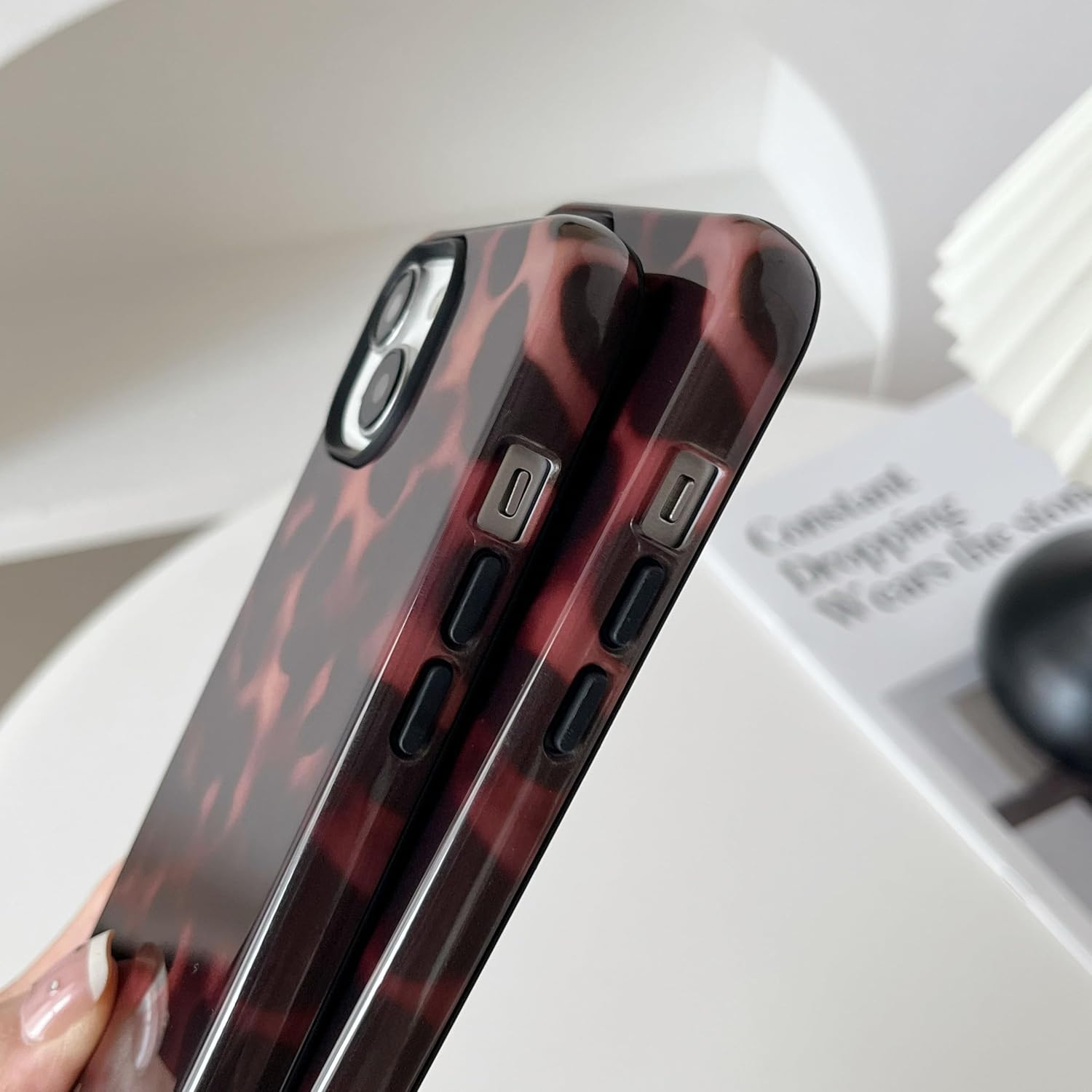 TQLGY for Iphone 13/Iphone 14 Case, Cute Tortoise Shell Leopard Brown Amber Phone Case Shockproof Slim Soft TPU and Hard PC Protective Cover for Women Girls image number 5