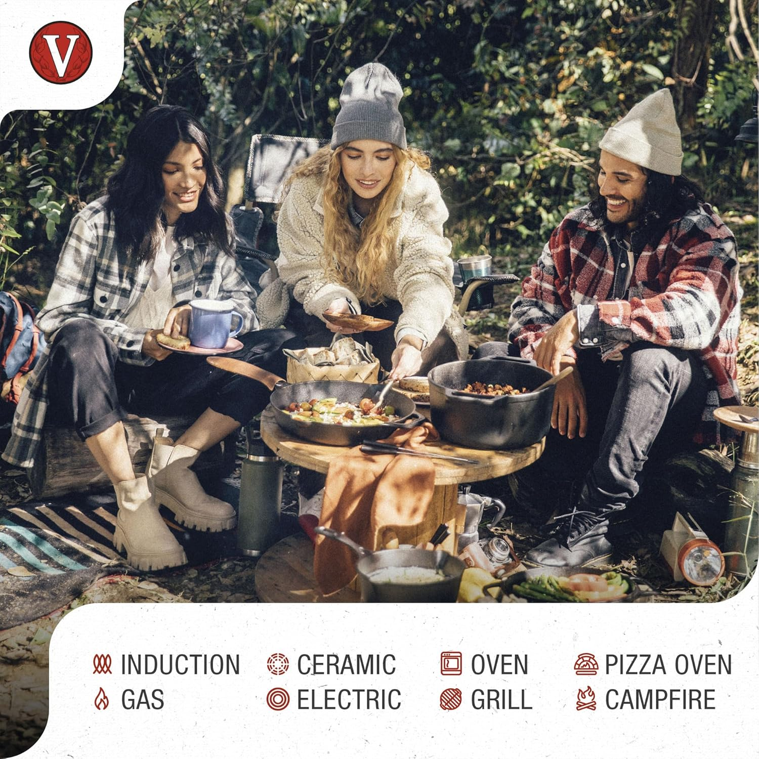 Victoria Induction Cooking Plate for Pizza Enamelled Cast Iron, 25 Cm Frying Pan with Handles, Fire, Barbecue, Oven, Ceramic Hob, Gas, Comal Toxic-Free PTFE Free image number 5