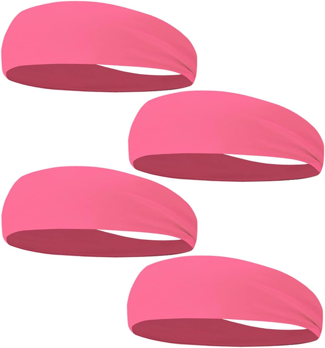 Sport Sweatbands for Men and Womem, 4 Pack, Double-Layer Workout Headbands, Sweat Wicking Hairbands for Running