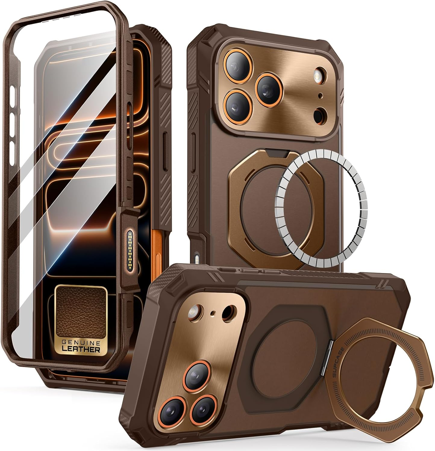 SUPCASE for Iphone 17 Pro Max Case with Tempered Glass Screen Protector (Ubgrip Pro), [Compatible with Magsafe] [Built-In Kickstand] Full-Body Heavy Duty Magnetic Case for Iphone 17 Pro Max, Black