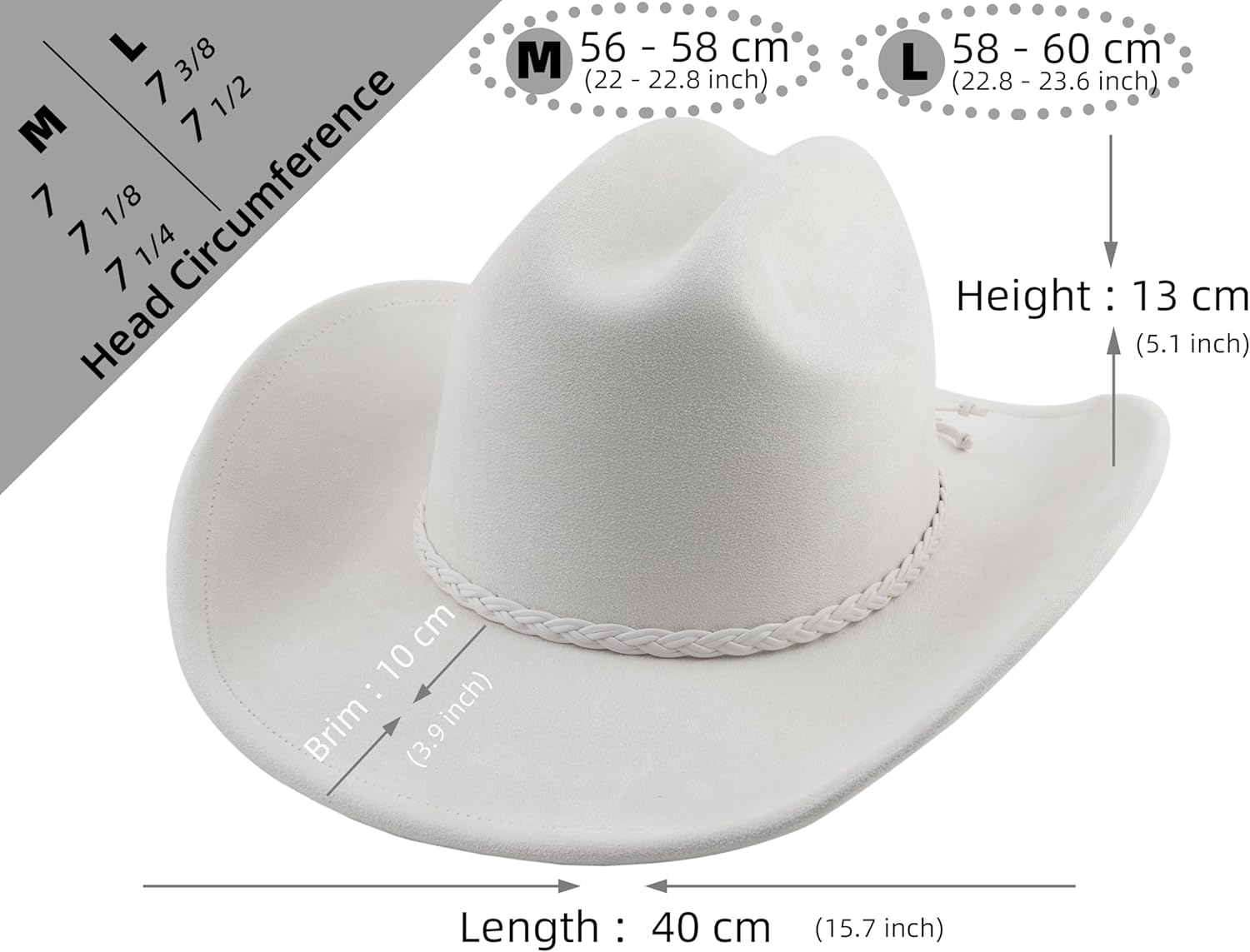 Big Wide Brim Cowboy Hat for Women Men Felt Western Cowgirl Hats image number 2