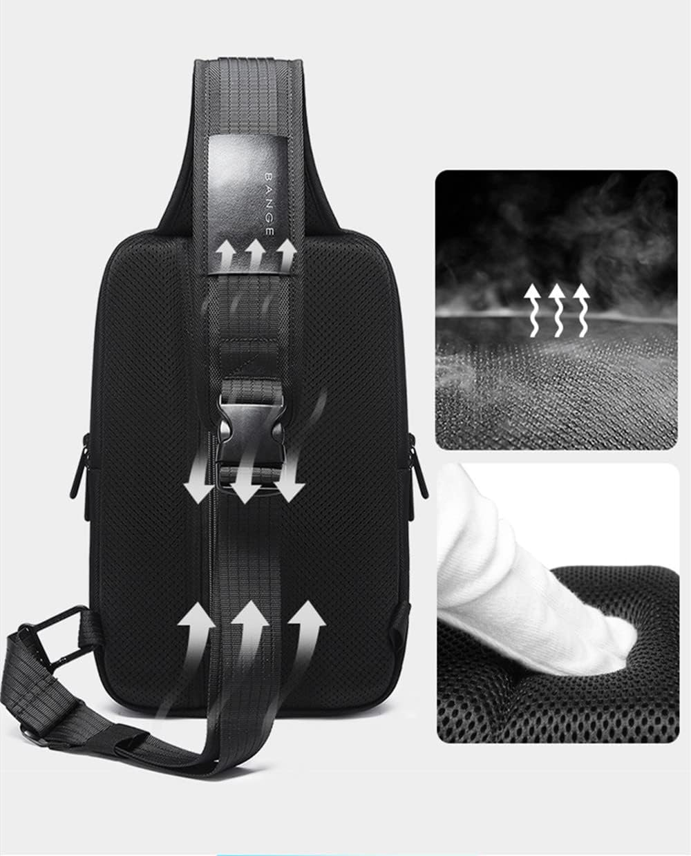 BANGE anti Theft Sling Bag, Waterproof Men'S Chest Bag Shoulder Bags Crossbody Sling Backpack for Men - USB Charging Port Casual Daypack image number 6