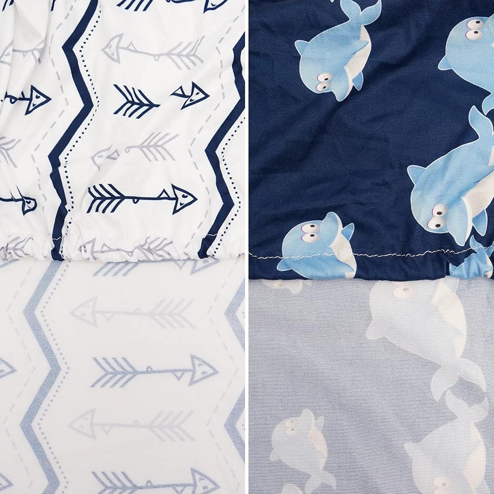 Bluesnail Print Changing Pad Cover Set 2PK, Breathable and Comfortable Changing Pad Cover for Boys and Girls (Navy+ Navy) image number 1