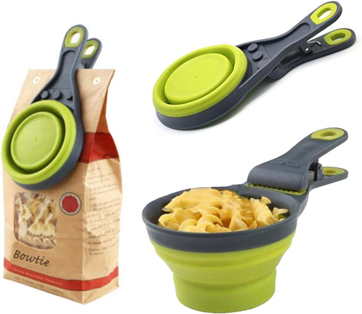 Collapsible Pet Scoop Silicone Measuring Cups Set Sealing Clip 2 in 1 Multi-Function Scoop Bowls Bag Clip for Dog Cat Food Water Set of 2 (1 Cup & 1/2 Cup Capacity) image number 5