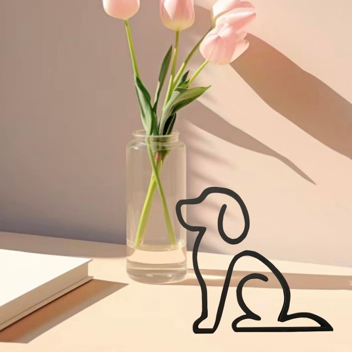 TTYGRHQ Metal Wire Dog Wall Art Sculpture, Minimalist Abstract Design, Black Geometric Home Decor image number 4