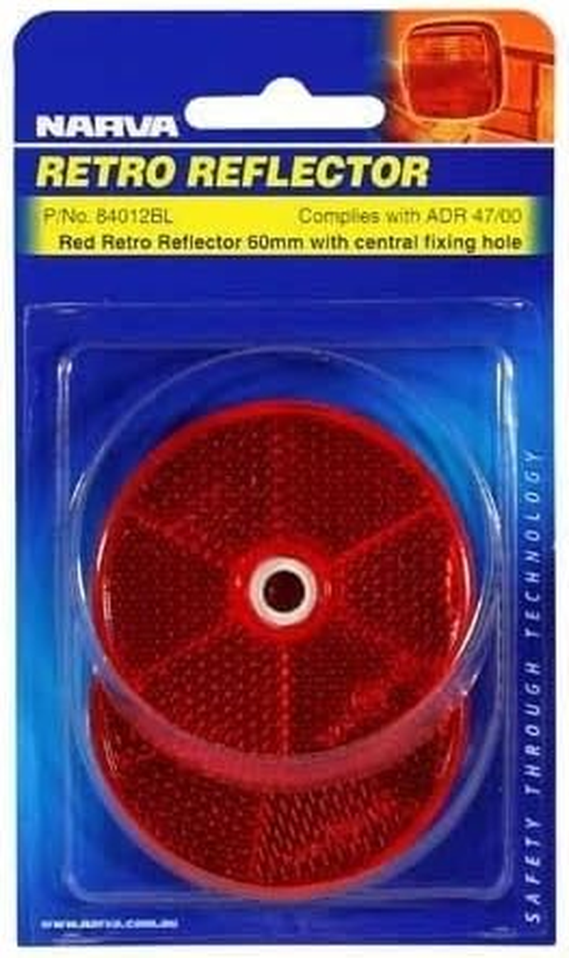 Narva Retro Reflector with Central Fixing Hole 2-Pieces Pack, 60 Mm Diameter, Red image number 2