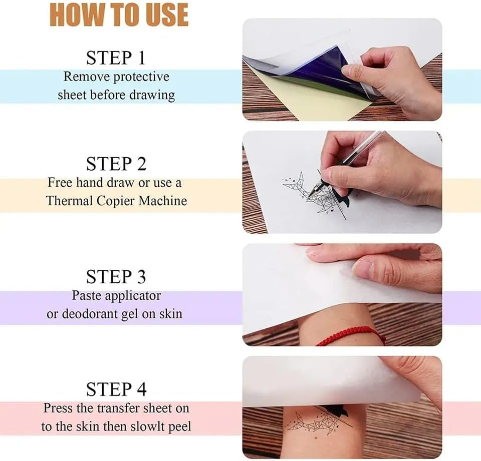 Tattoo Transfer Paper - Yuelong 30 Sheets Tattoo Stencil Paper Thermal Stencil Paper 4 Layers A4 Size DIY Tattoo Tracing Paper for Tattoo Transfer Kit Tattoo Supplies image number 3