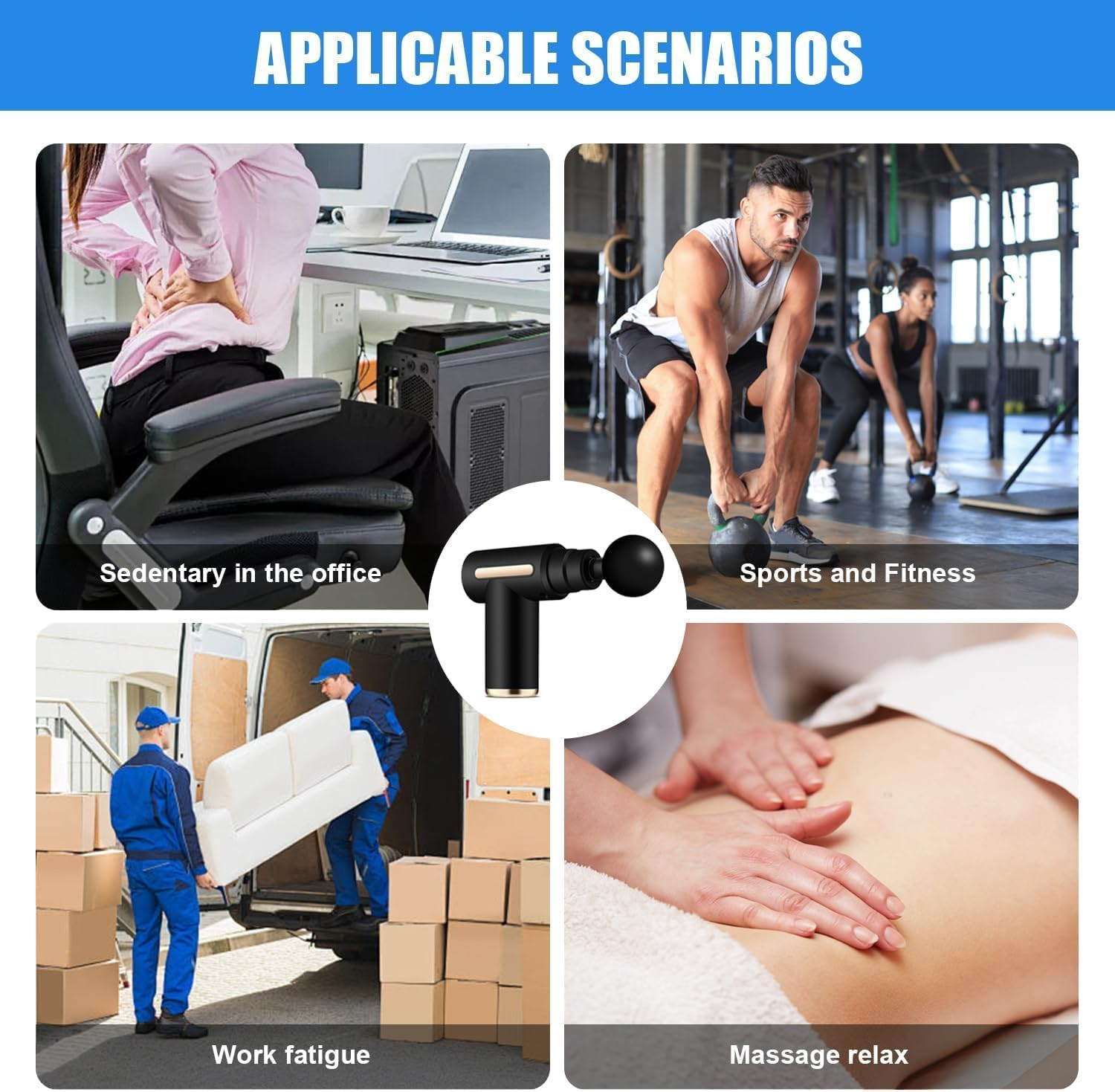 Fascia Gun, Powerful Percussion Massage Gun, Massage Gun with 6 Speed Levels, Type-C Charging, with LCD Display Touchscreen, Mini Massage Gun Portable for Pain Relief, Home and Office Use (Black) image number 4