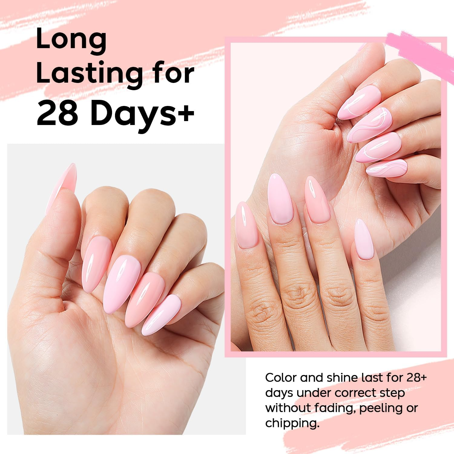 Nicedeco Rubber Base Gel Polish for Nails 6 Pcs Rubber Gel Nail Strengthener Nude Pink Nail Gel Polish Set 37 Cruelty-Free & Vegan