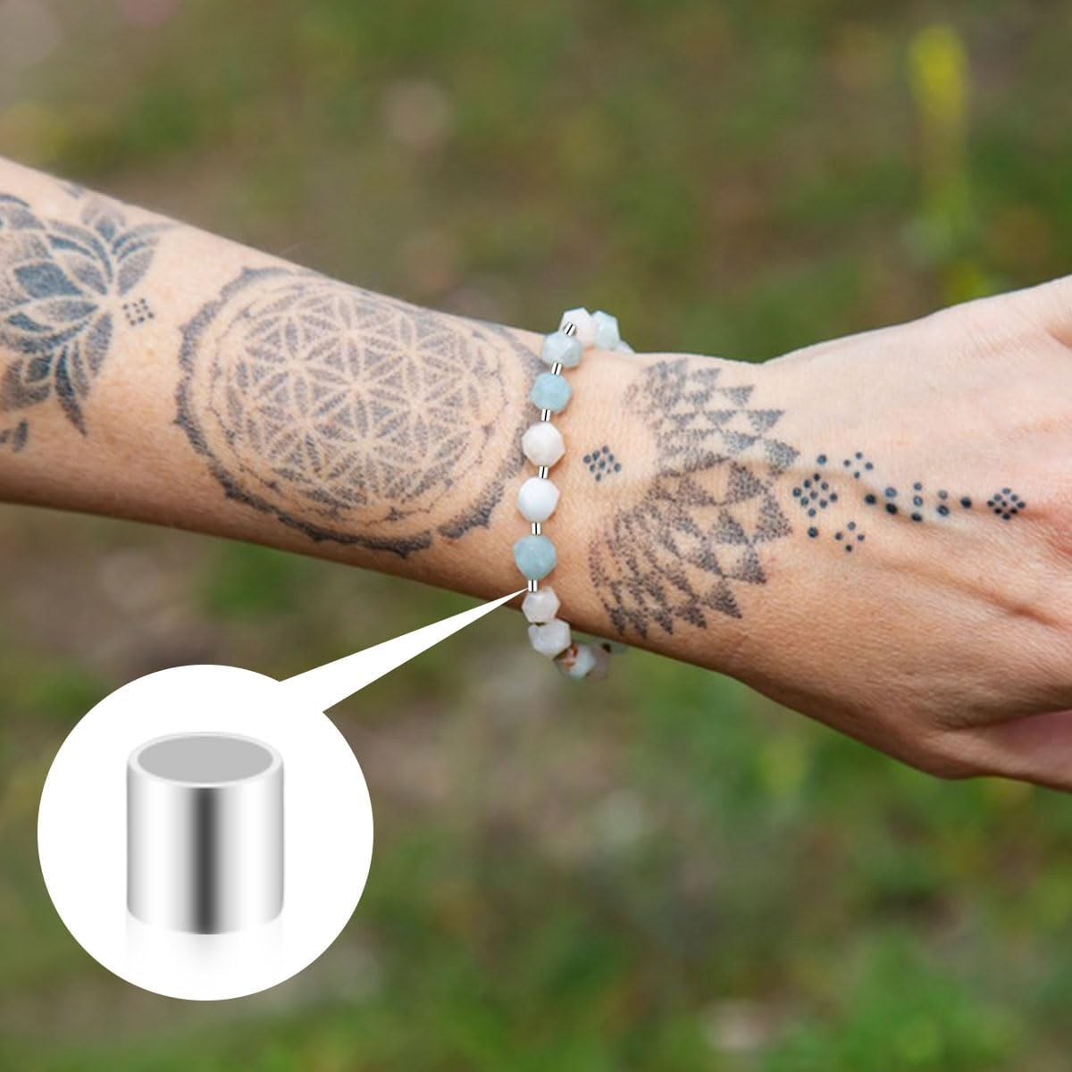 500 Pieces Tube Crimp Beads for Jewelry Making 2MM Crimping Beads for DIY Necklace Earring Bracelet Crimp Stopper Silver Tube Crimp End Brass Crimp Tube Spacer Tiny Loose Crimp Tube Bead (Silver) image number 2