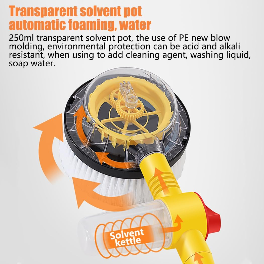 Sunblue Rotating Car Wash Brush, High Pressure Foam Brush with Soap Dispenser & Hose Attachment - Automatic Car Cleaner & Styling Tool image number 5