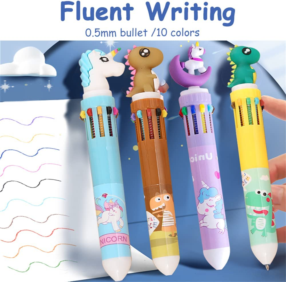 12 Pack Multicolor Pens in One 0.5Mm, Retractable Ballpoint Pens,6 Solid Colors Ball Point Pen in One for Kids,Rainbow Pens for School Office Supplies Students Children Gift (Unicorn Series) image number 6