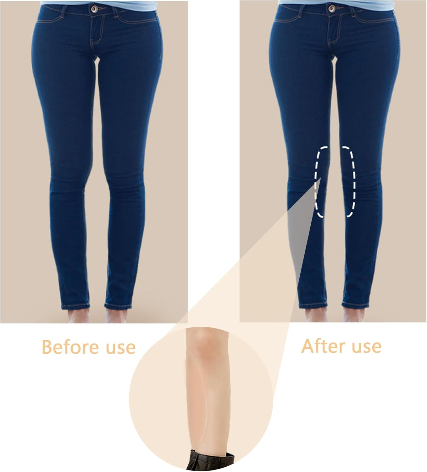 1 Pair of Reusable Self-Adhesive Invisible Soft Silicone Calf Pads Right Leg Shape, Leg Onlays, Right Leg Shape for Crooked or Thin Legs, 144 G - Nude 1 image number 5