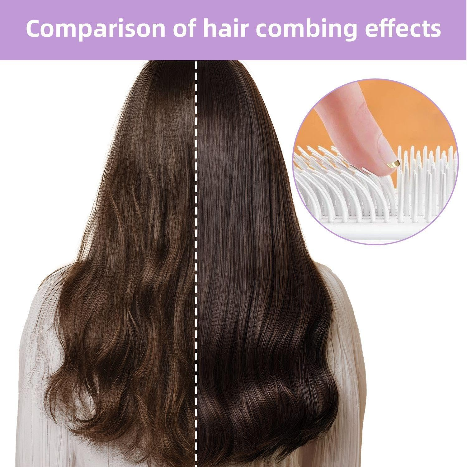 2 Pieces Rotating Straight Hair Comb and 4 Black Hair, Air Cushion Comb, Self-Interesting Hair Brush, Hairstyle Tool image number 4